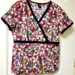Tokidoki By Koi Christmas Anime Scrub Top Extra Large XL Holiday Snowman